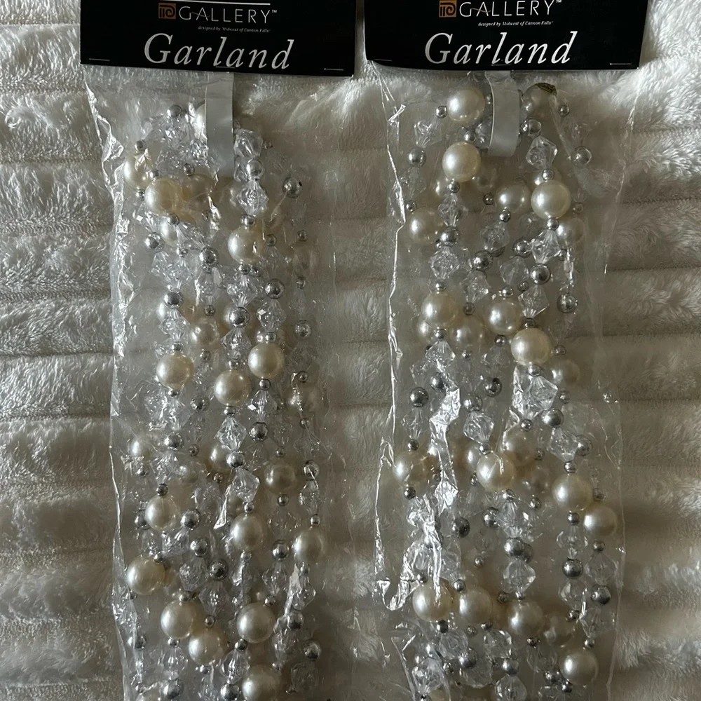 Midwest Holiday Gallery Silver, Gold, and White Garland NWT 2 sets